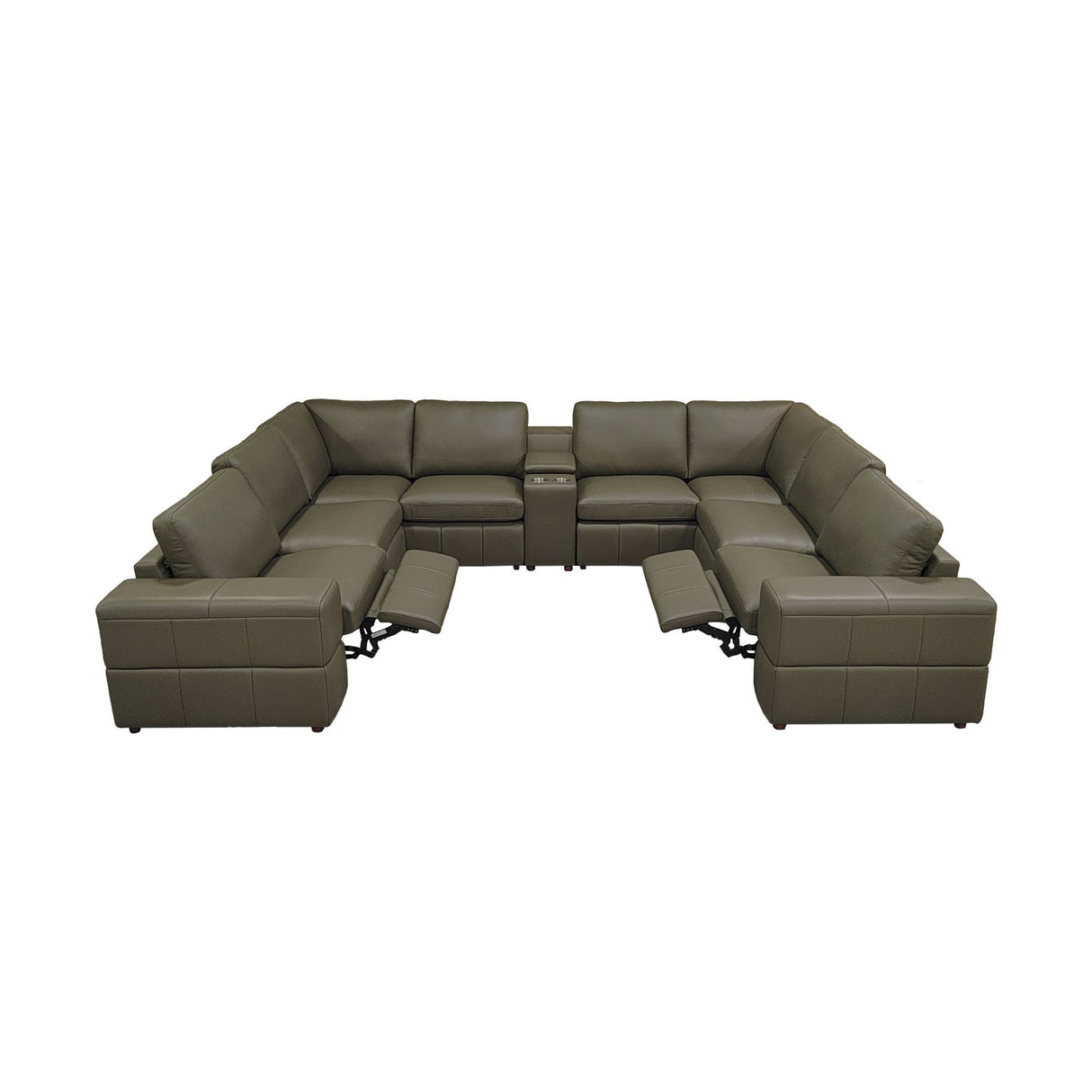 Upholstered Large Arms Sectional With Recliner Seats