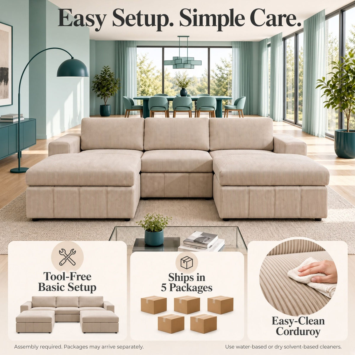 Modular Sectional Sofa, Reversible Set