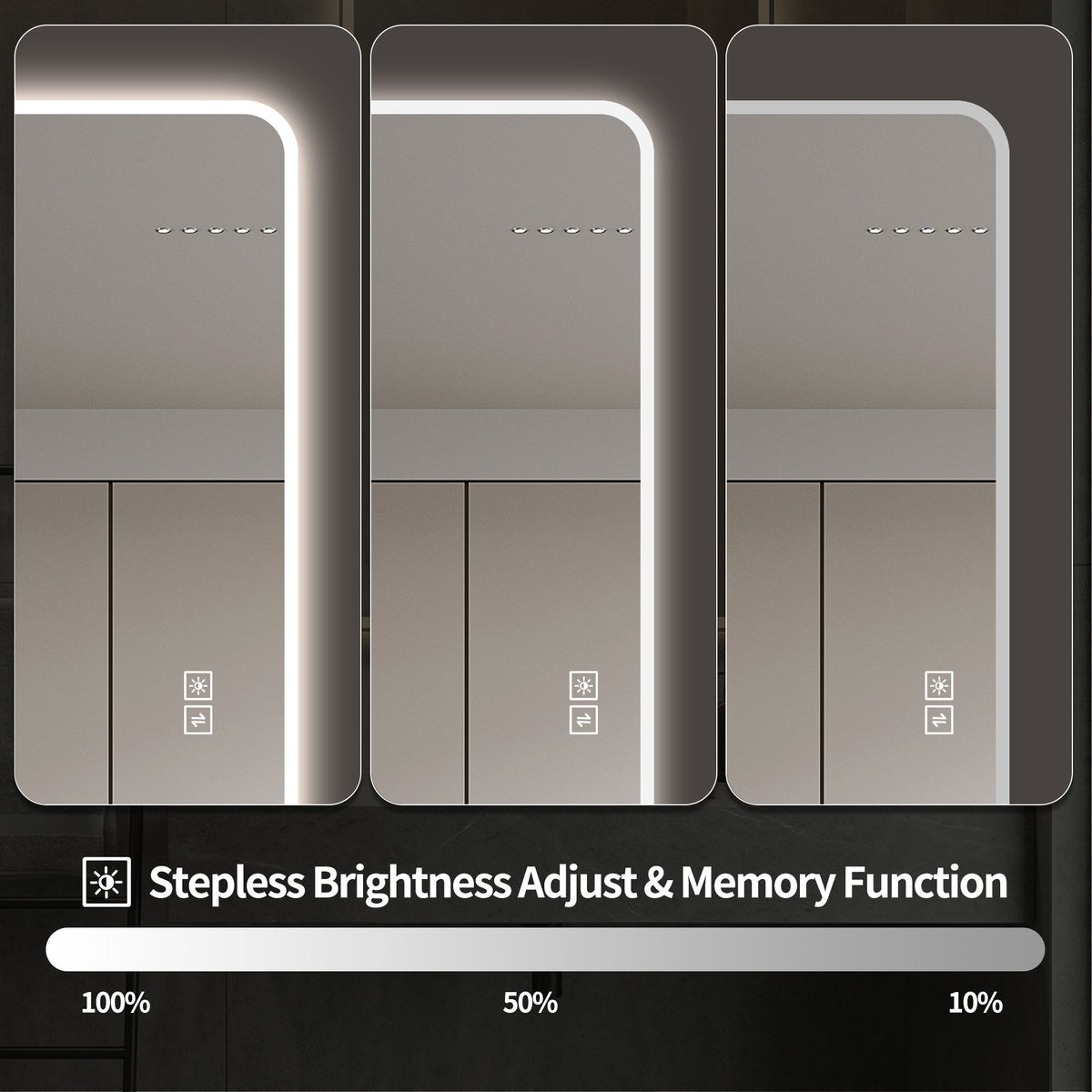LED Full Length Mirror With Frosted Edge Lighting, 3 Color Temperatures