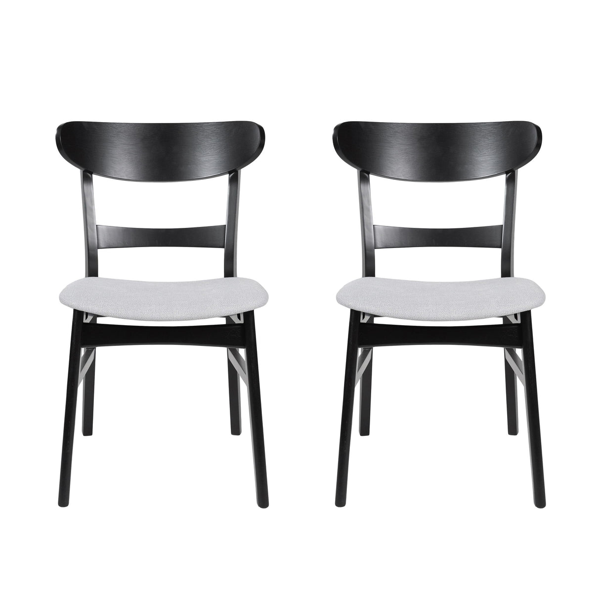 Dining Chairs With Upholstered Seat (Set of 2) - Black / Light Beige