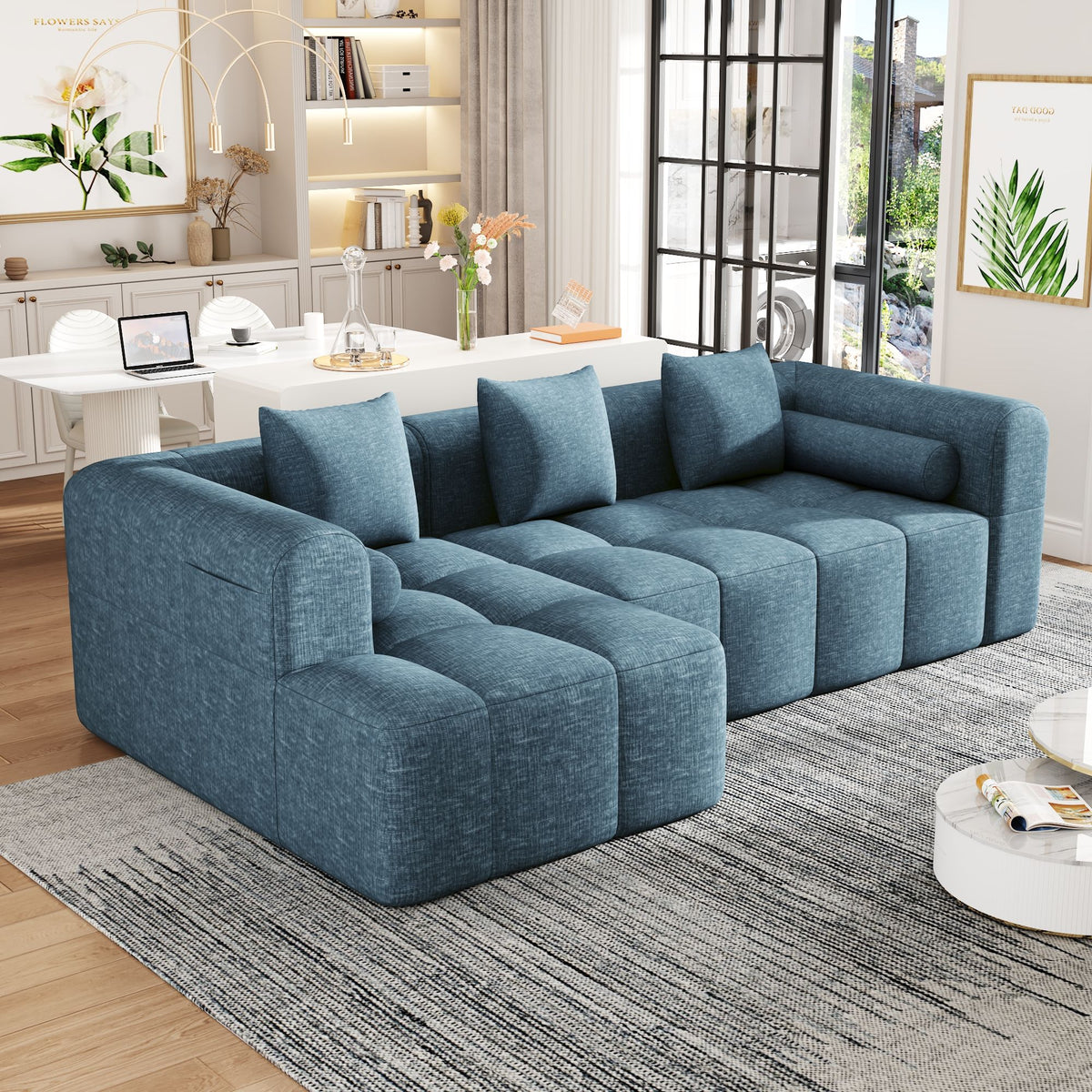 Sectional Free Combined Sofa With 2 Side Pockets