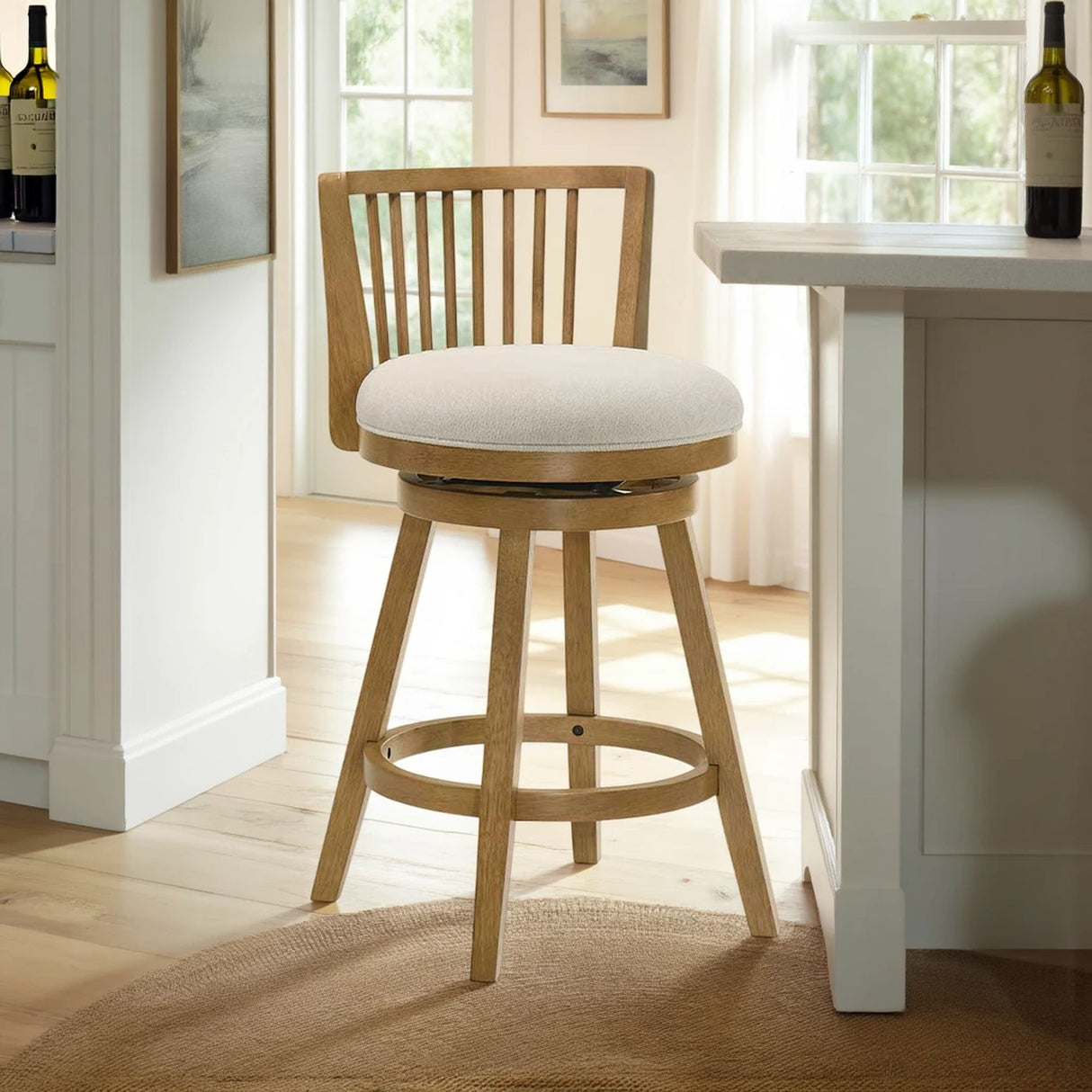 Harper - 30" Amber Glow Bar Height Rubberwood Swivel Barstool