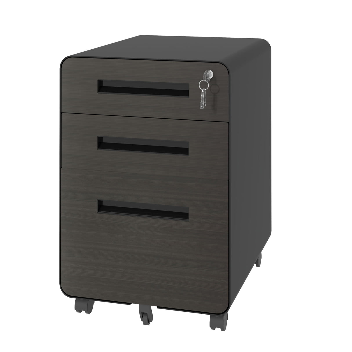 3-Drawer Mobile File Cabinet With Lock, On Casters, Holds A4/Letter Files