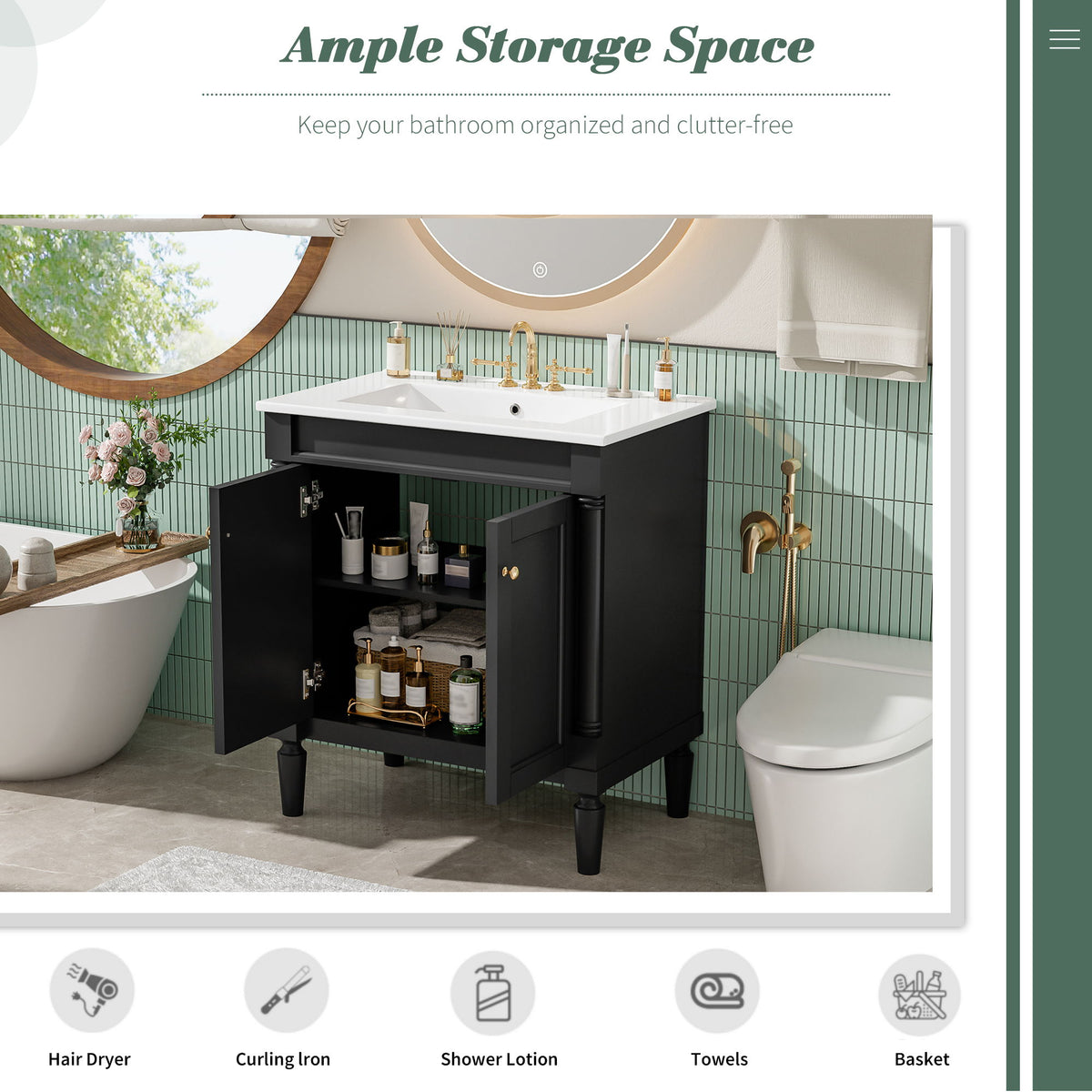 Bathroom Vanity Cabinet With Sink, Soft Close Doors, Storage Cabinet