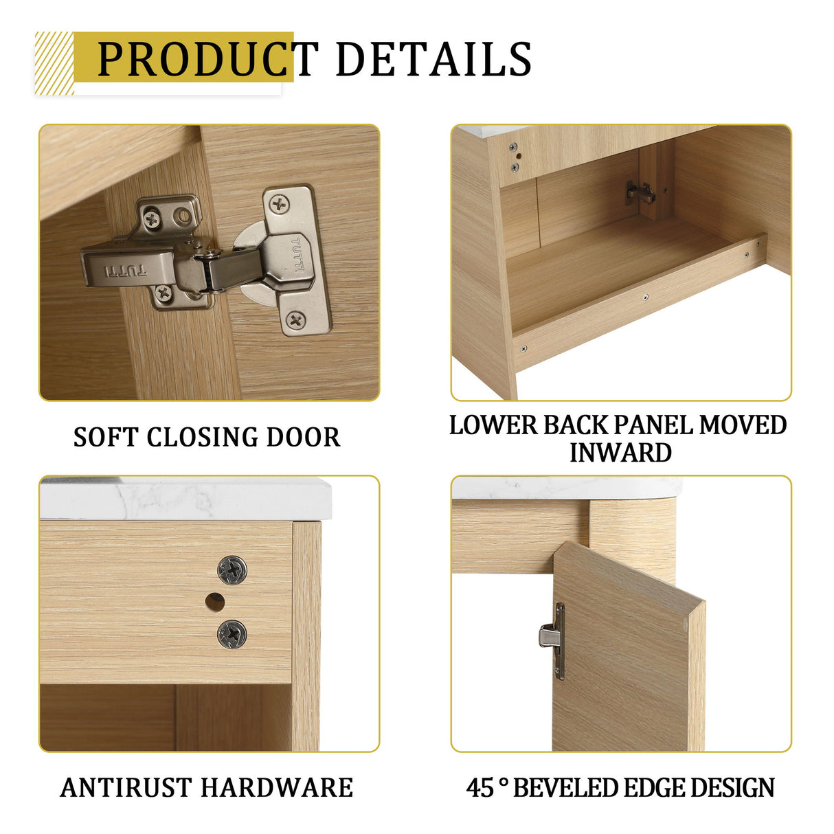 Mounted Bathroom Vanity & Art Sink & 2 Soft Close Doors