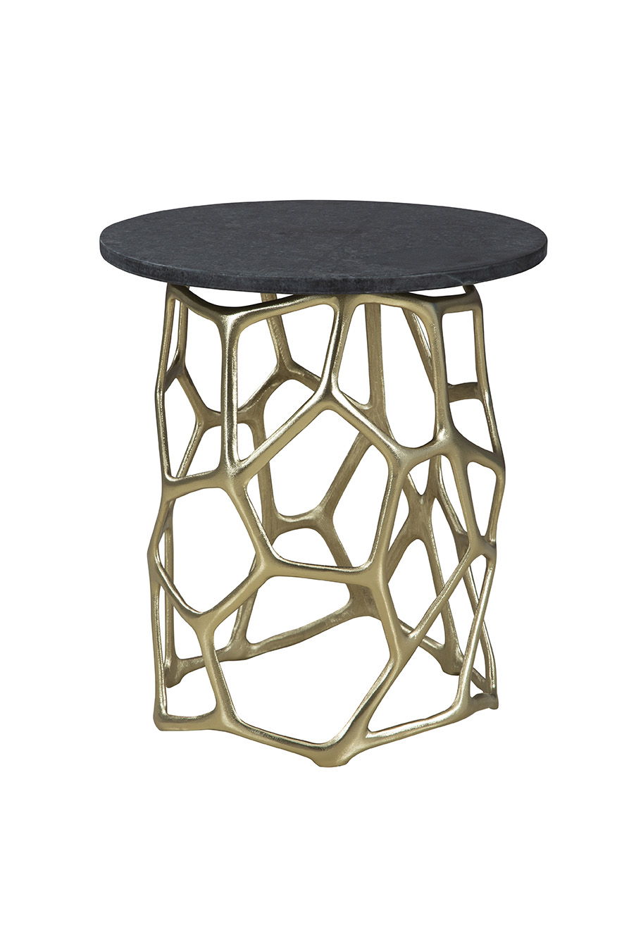 Ariel - Short End Table - Black / Gold
