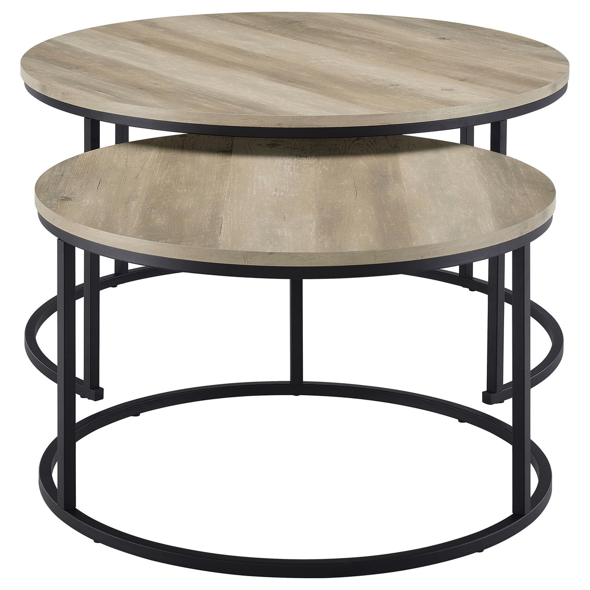 Arrize - 2 Piece Round Nesting Coffee Table Set - Pine Wood