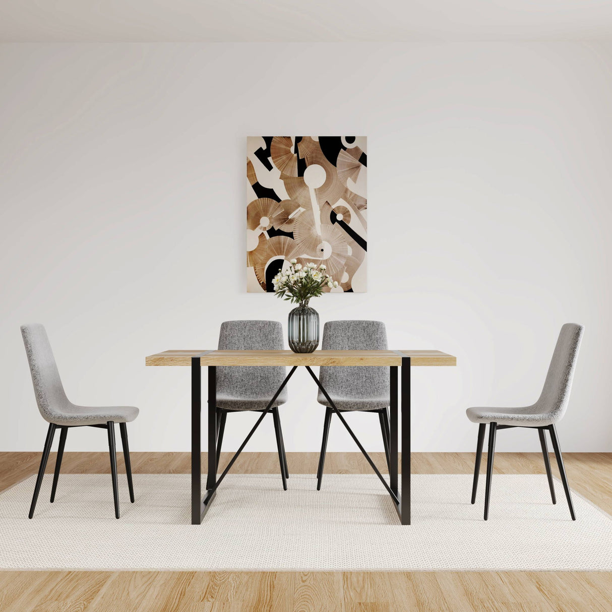 Modern Upholstered Dining Chairs With Cushion Seat And Sturdy Legs (Set of 4)