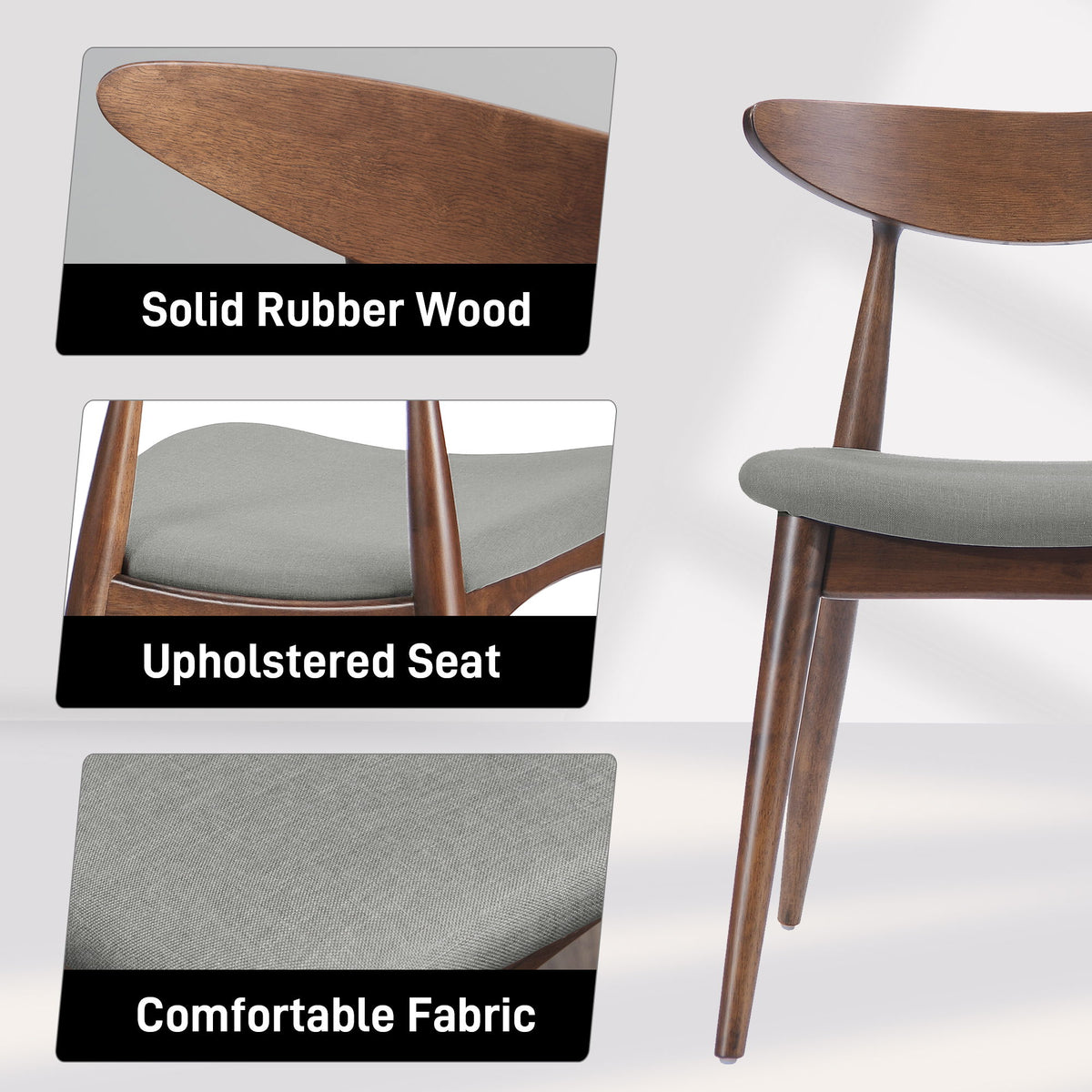 Retro Dining Chairs With Ergonomic Back (Set of 2)