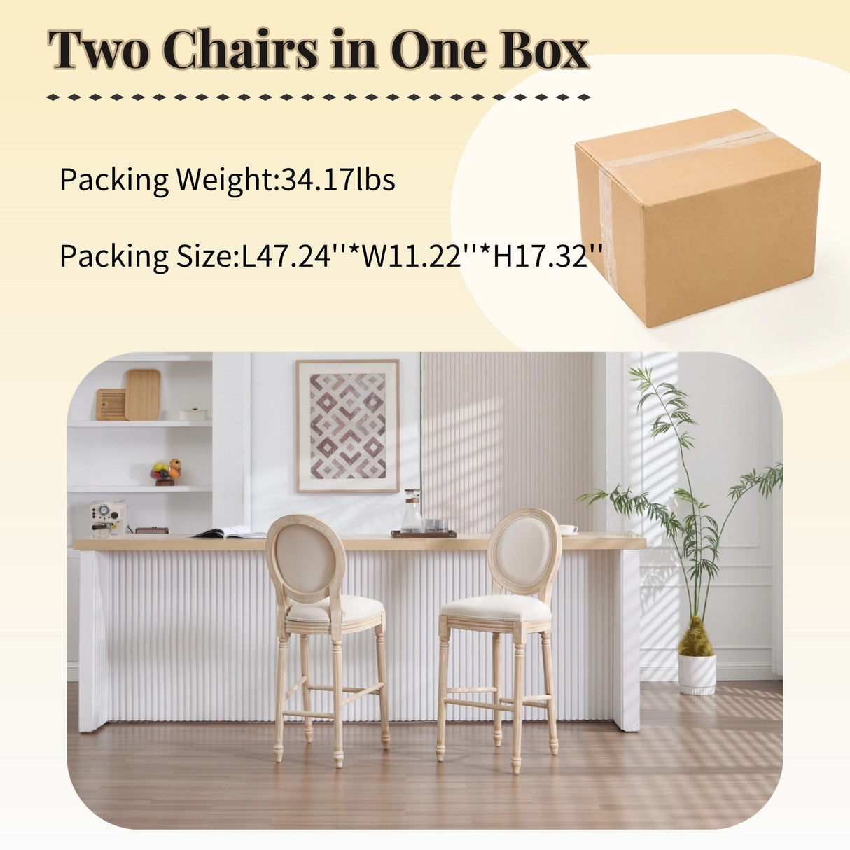 French Country Bar Chairs & Round Back (Set of 2)