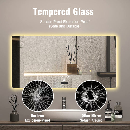 Frameless Bathroom Mirror with Light