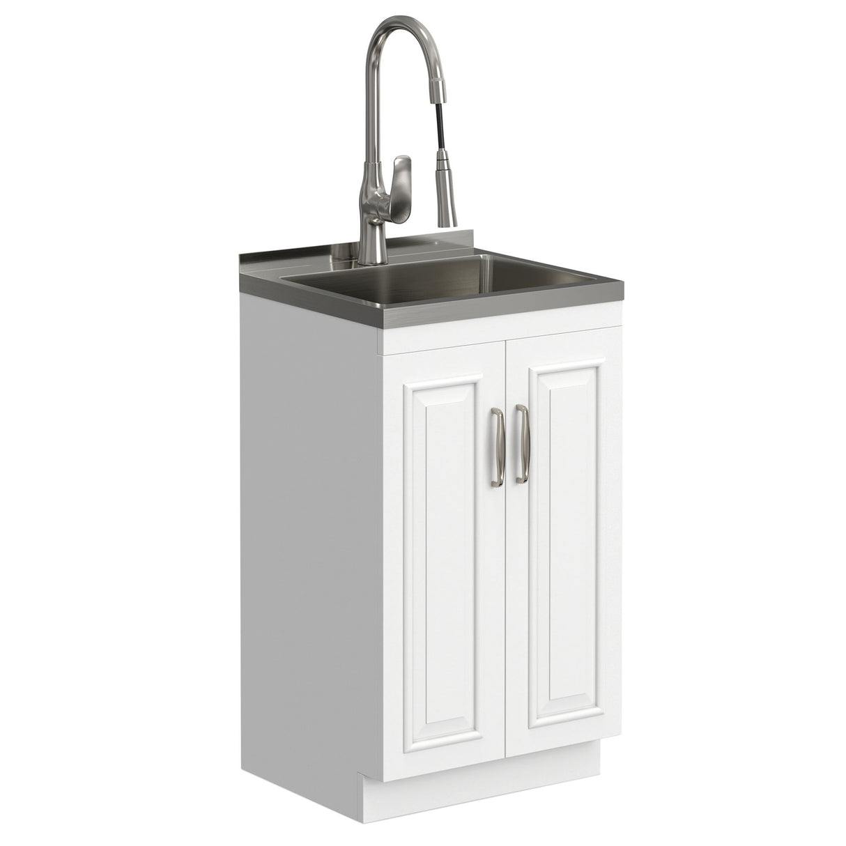 Darwin - Laundry Utility Sink And Cabinet With Sink And Pull Out Faucet - White