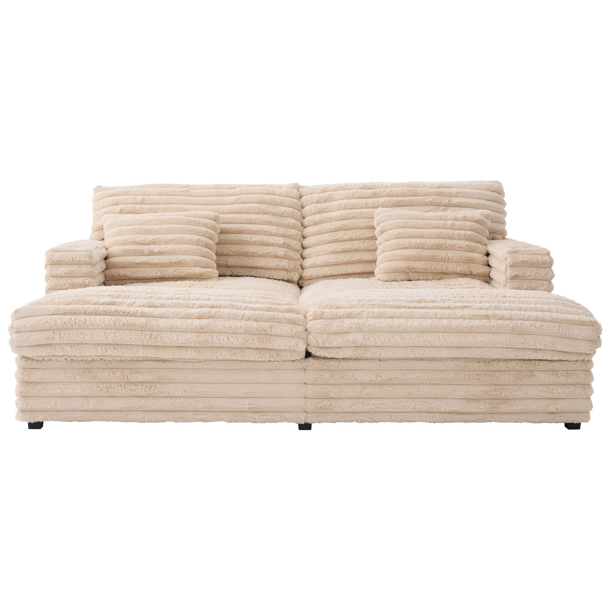 Oversized Double Chaise Lounge Sofa With USB Ports And Cup Holders