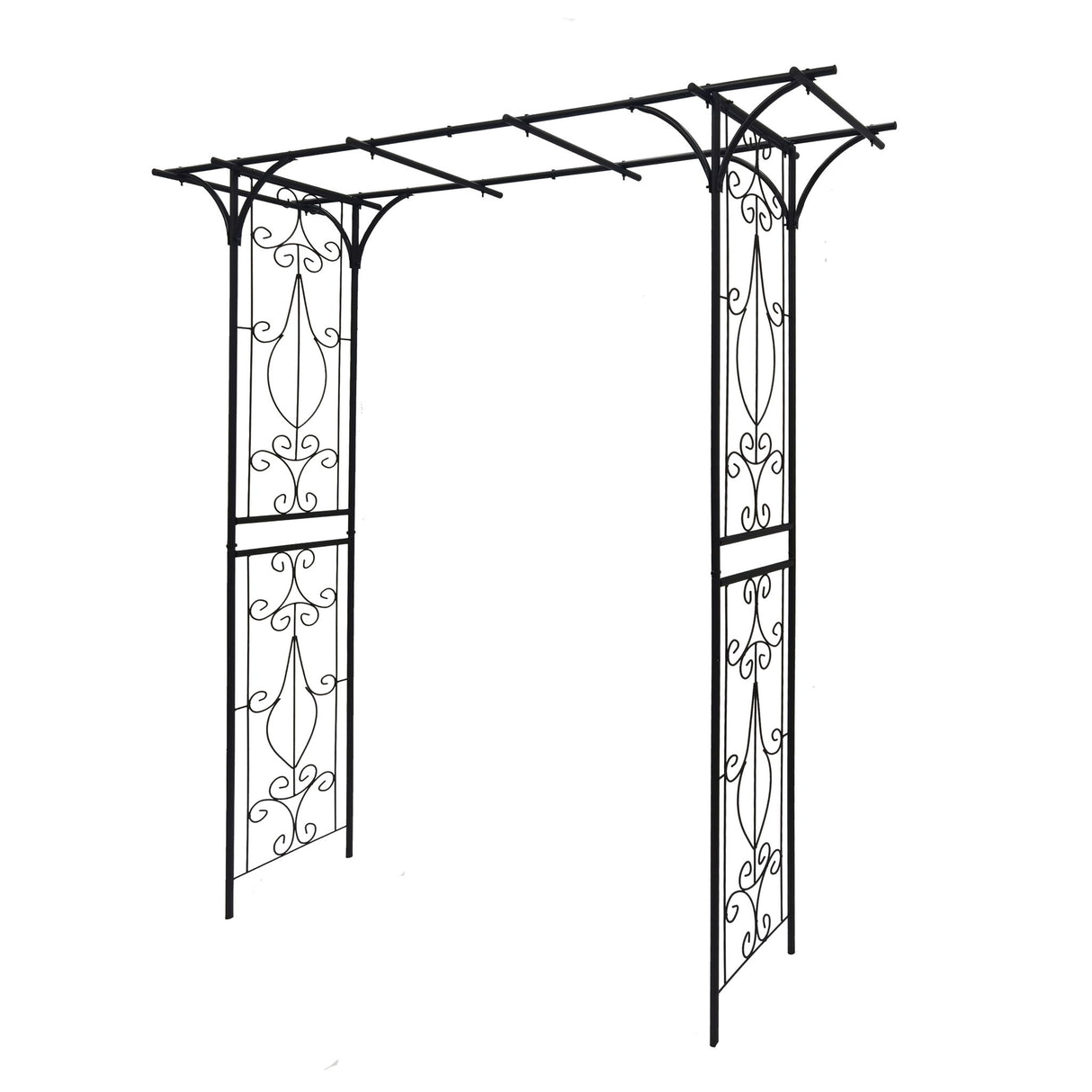 Metal Garden Arch Climbing Plants Support Rose Arch Outdoor - Black