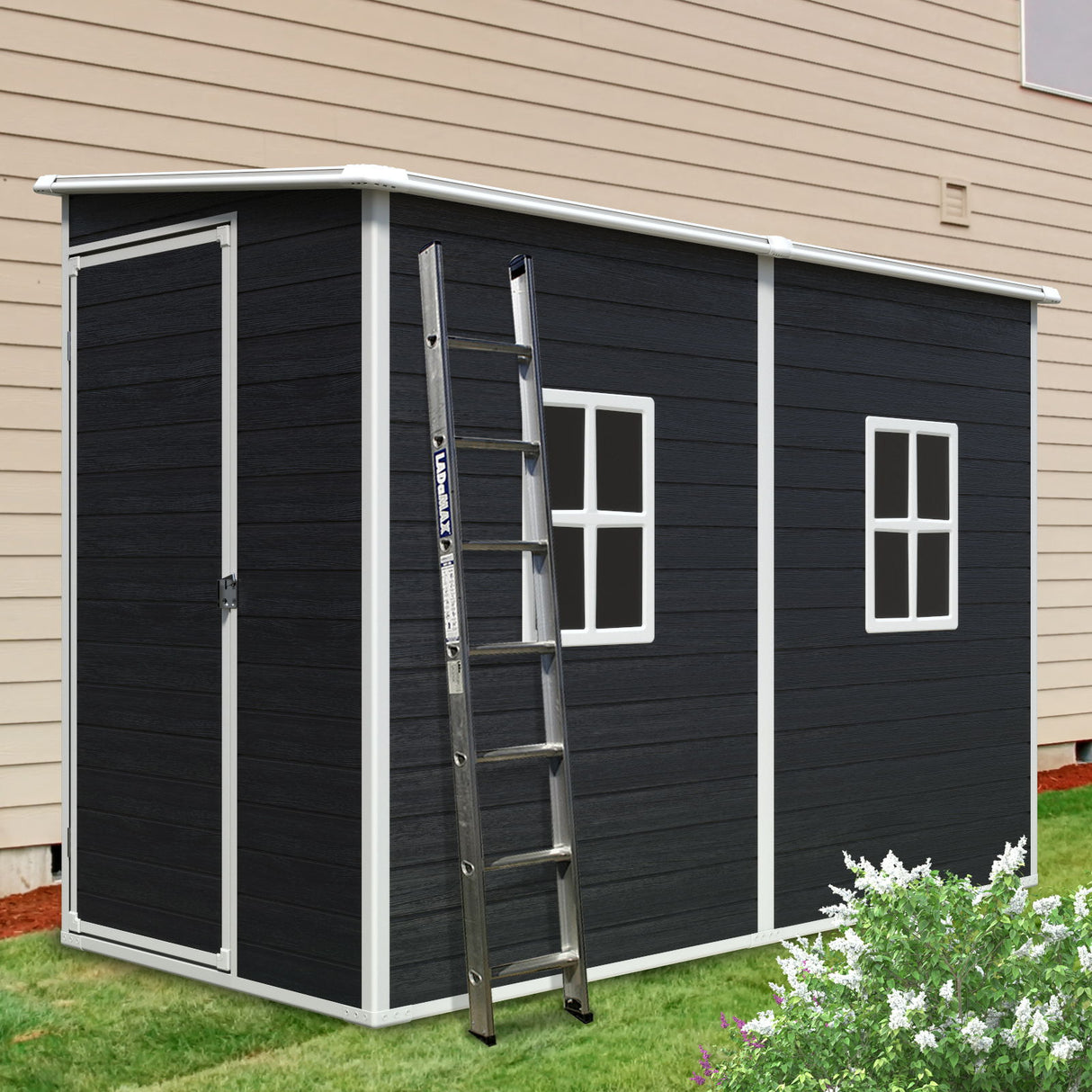 Outdoor Storage Shed Garden Building Waterproof Resin 8x4ft Structure
