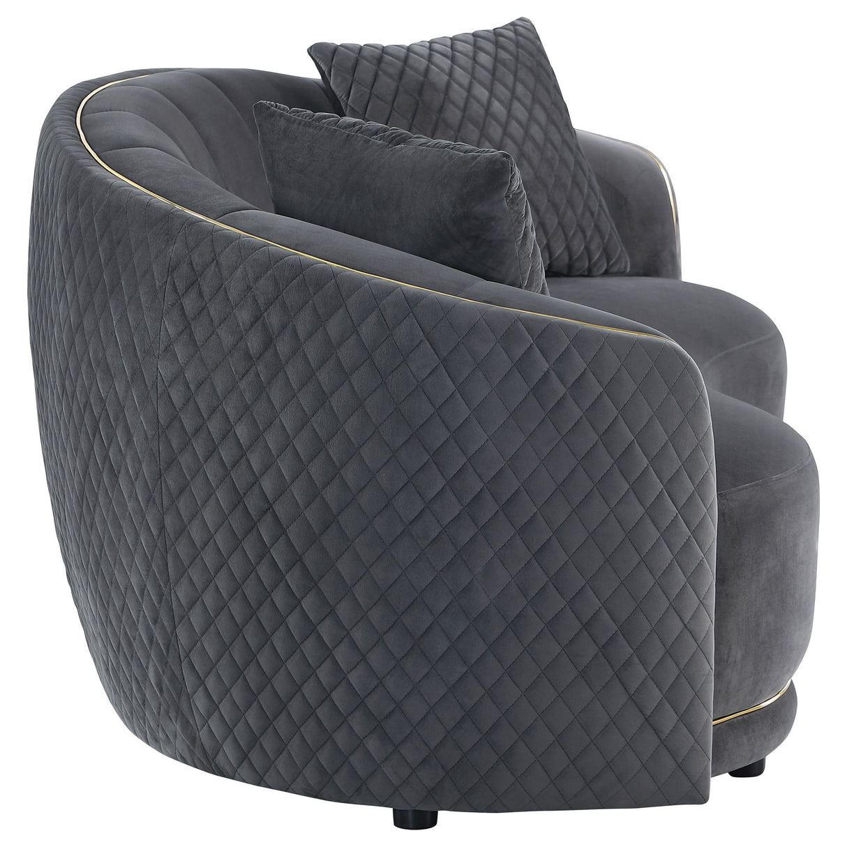 Lorraine - Upholstered Curved Loveseat - Dark Gray