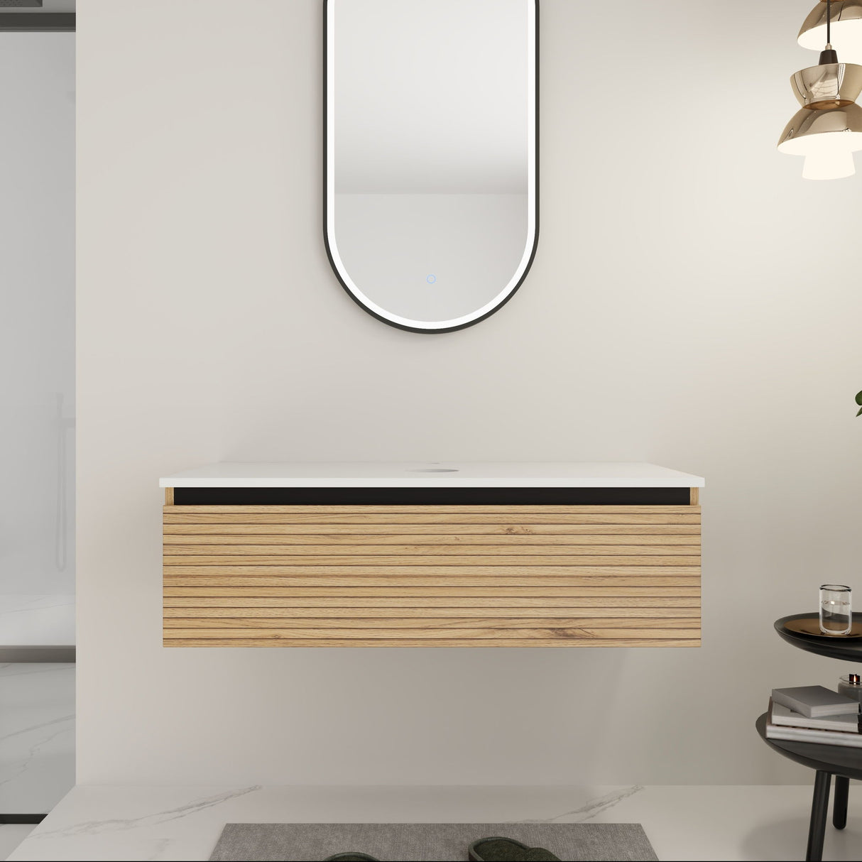 Wall Mounted Bathroom Vanity & 1 Soft Close Drawer (Excluding Sink)