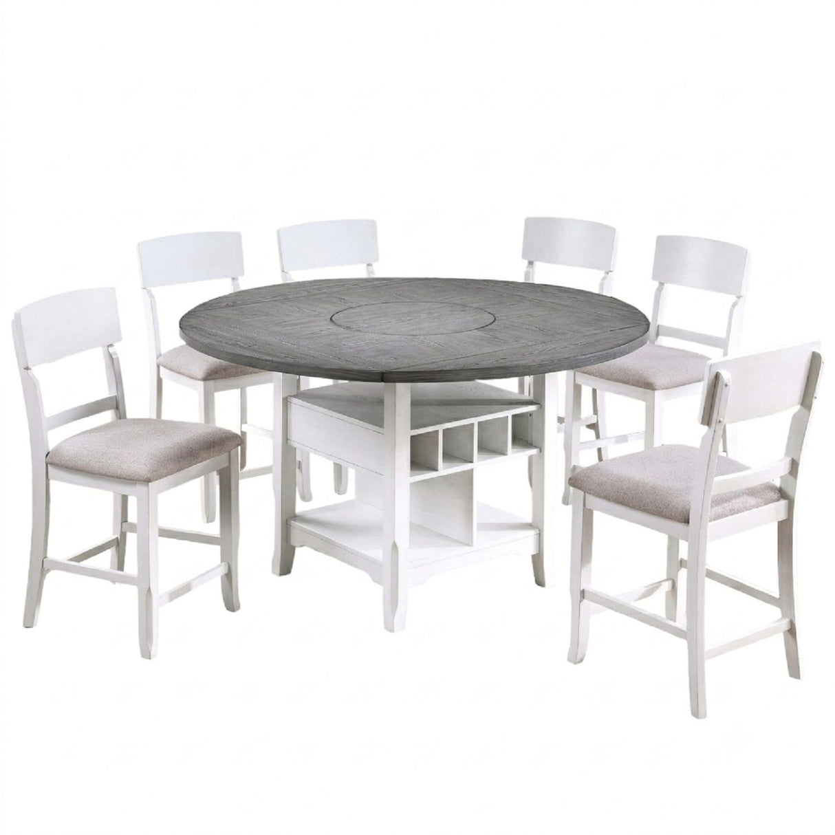 Contemporary Counter Height Dining Set With Built In Lazy Susan