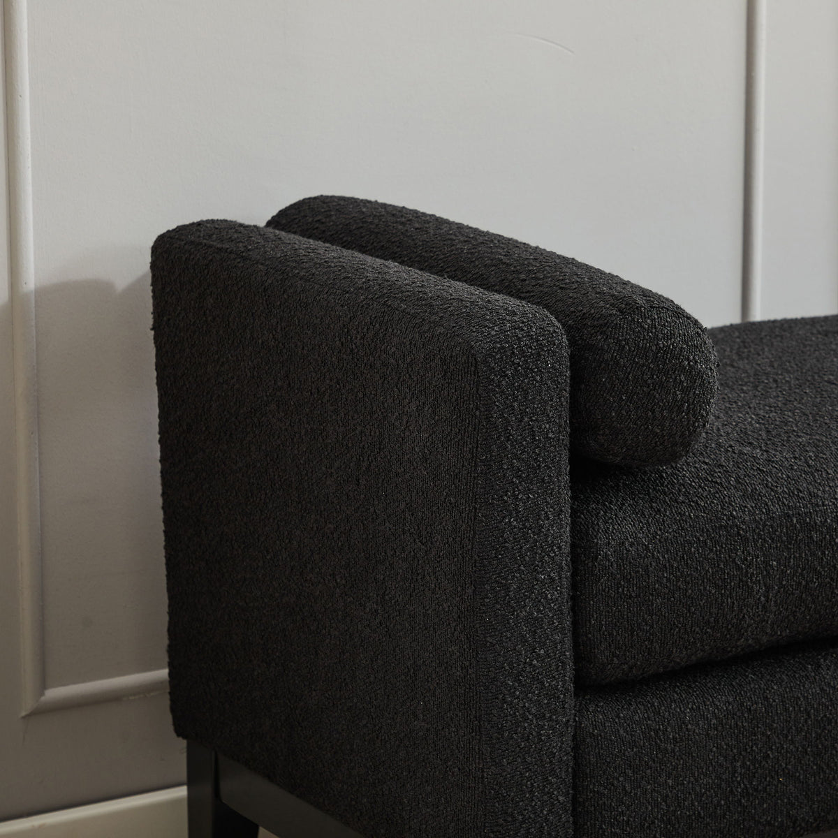 Upholstered End Of Bed Bench With Arms & 2 Bolsters For Bedroom