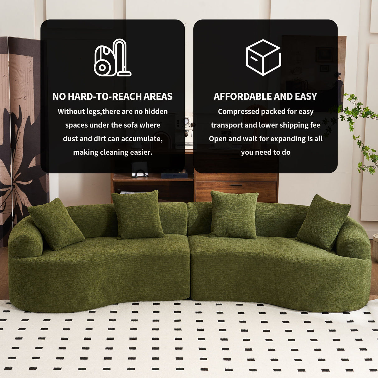4 Seater Sofa With Fabric, 30D, 60 Hardness Full Sponge, 4 Pillow For Living Room, Home Furniture Sleeper Sectional Sofa For Apartment