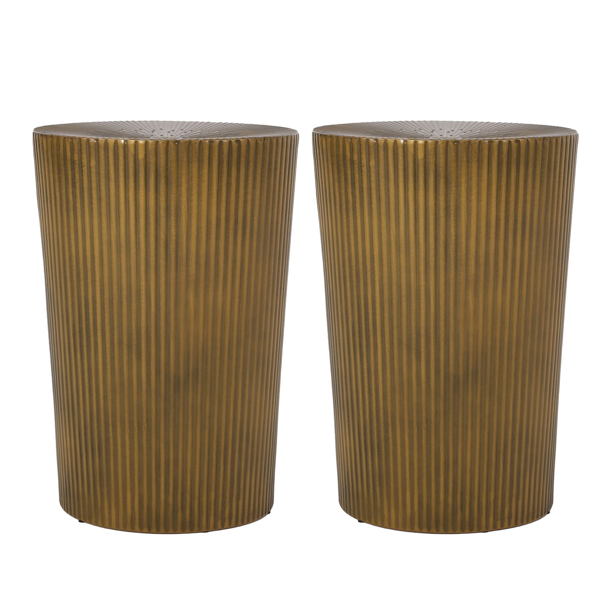 Langseth - Iron Sunburst Side Tables (Set of 2) Modern Design - Gold