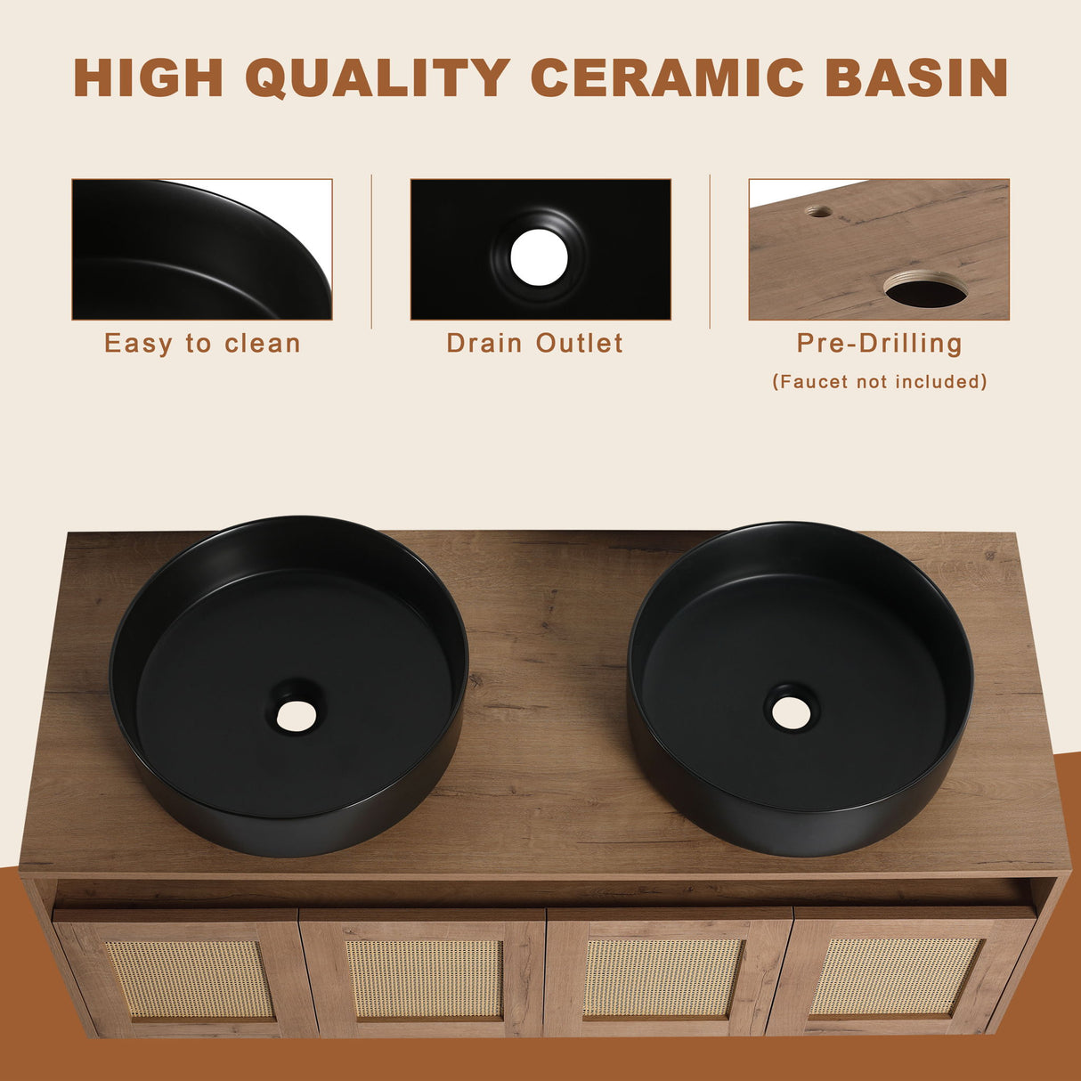 Bathroom Vanity & Art Sink, 2 Soft Close Doors, Float Mounting Design