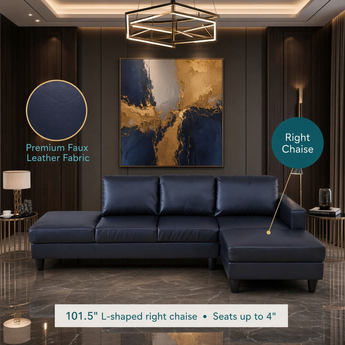 L - Shaped Sectional Sofa With Chaise & Ottoman
