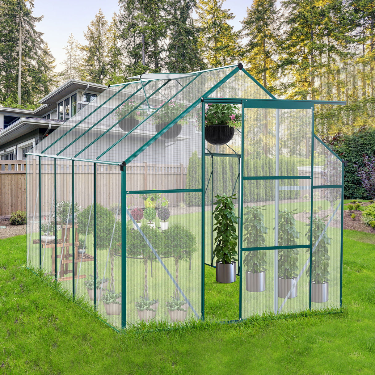 Polycarbonate house Raised Base And Anchor Aluminum Heavy Duty Walk-In houses For Outdoor Backyard In All Season