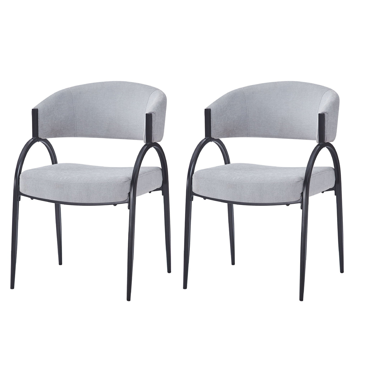 Modern Upholstered Dining Chairs With Metal Legs - Gray