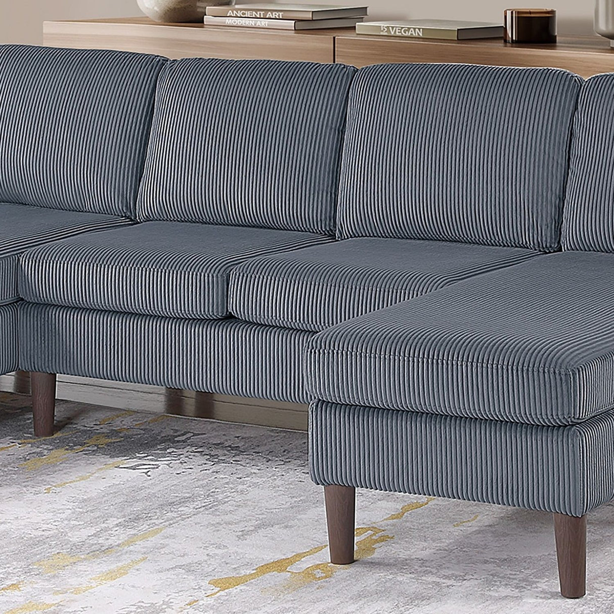 Sectional Set With Dual Chaises And Square Arms