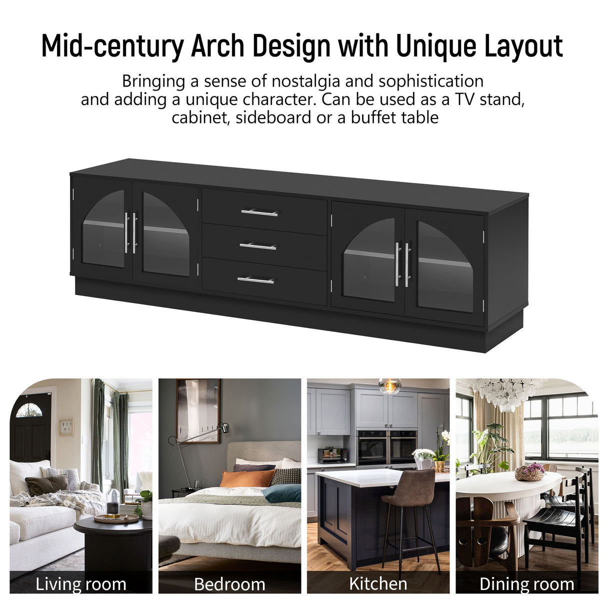 Modern Minimalist TV Stand, Entertainment Center Media Console Cabinet With Adjustable Shelves For Living Room