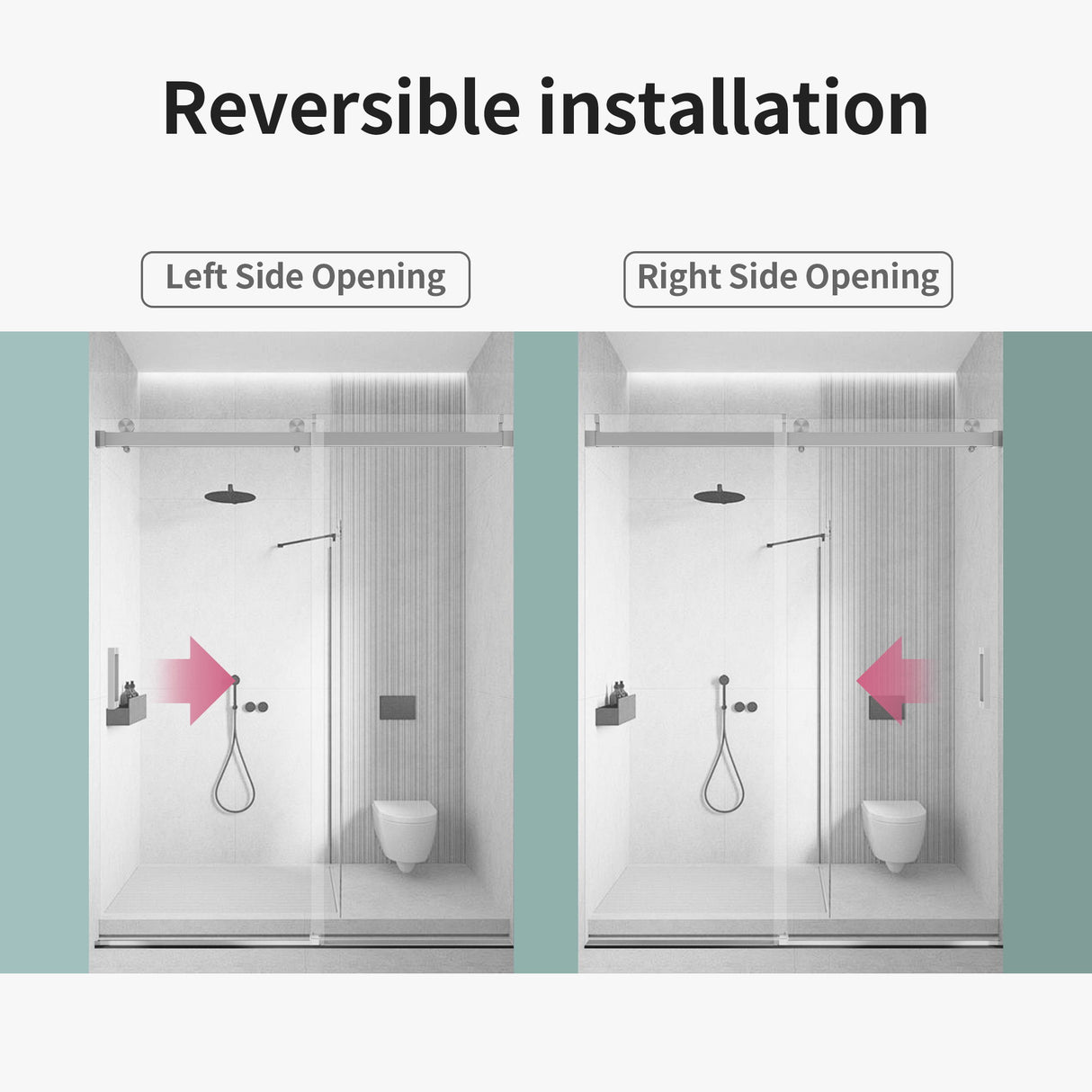 Frameless Sliding Shower Door With Soft Close - Brushed Nickel