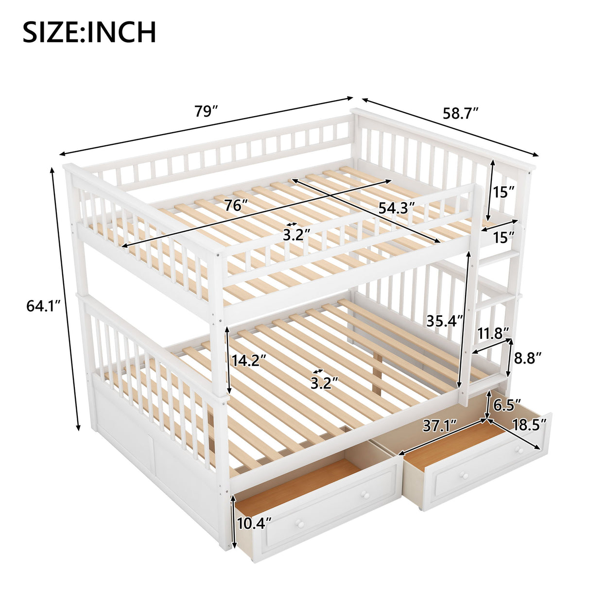 Bunk Bed With Drawers, Convertible Design