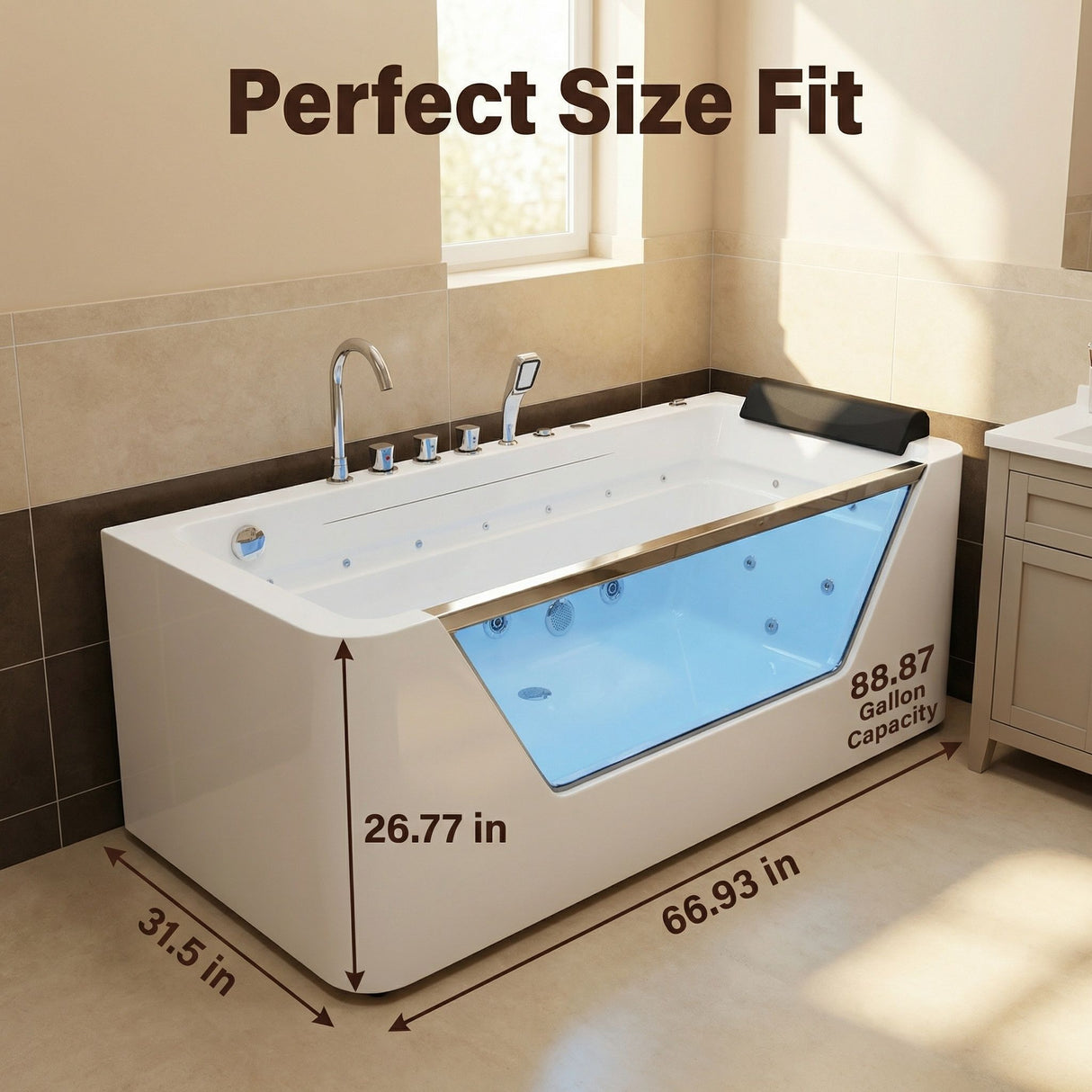 Xavier - Single Massage Bathtub - Milk White
