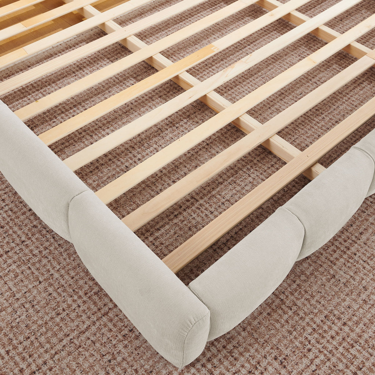 Upholstered Platform Bed Frame, Low Profile Floor Bed, No Box Spring Required