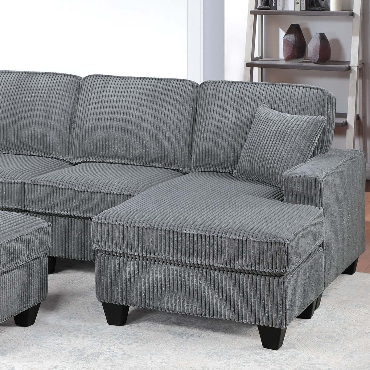Sectional With Left Arm Facing Loveseat With USB Port With Cocktail Ottoman