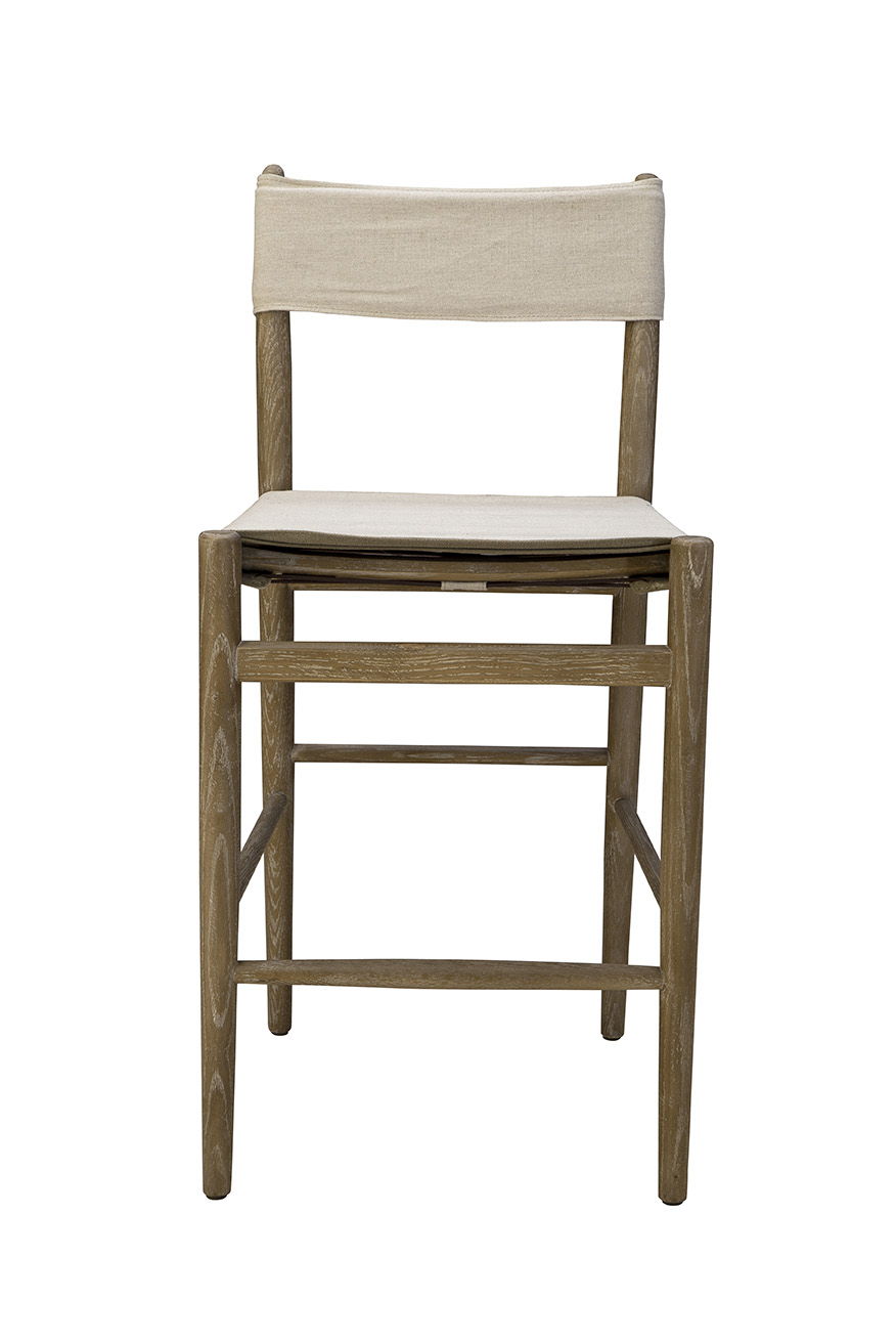Prescott - Linen Counter Stool - Beige / Light Brown