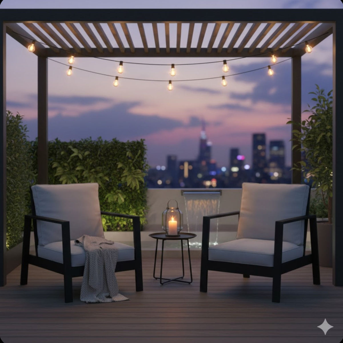 All Weather Patio Armchairs & Thick Cushions (Set of 2) - Black / Gray