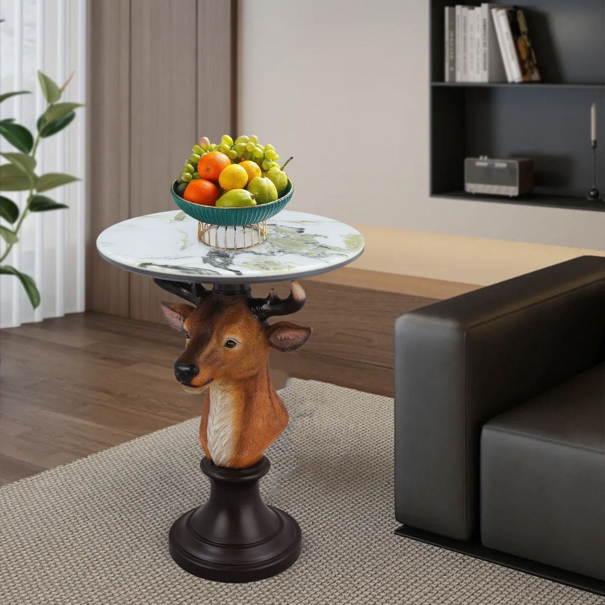 Deer Head Accent Table, Animal Statue For Living Room - Brown - Accent Tables available at Alpine Outlets in Denver