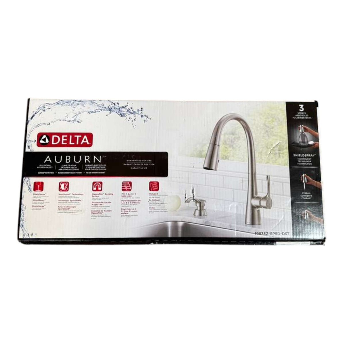 Delta Auburn Pull Down Kitchen Faucet with Soap Dispenser - Kitchen Fixtures - Alpine Outlets
