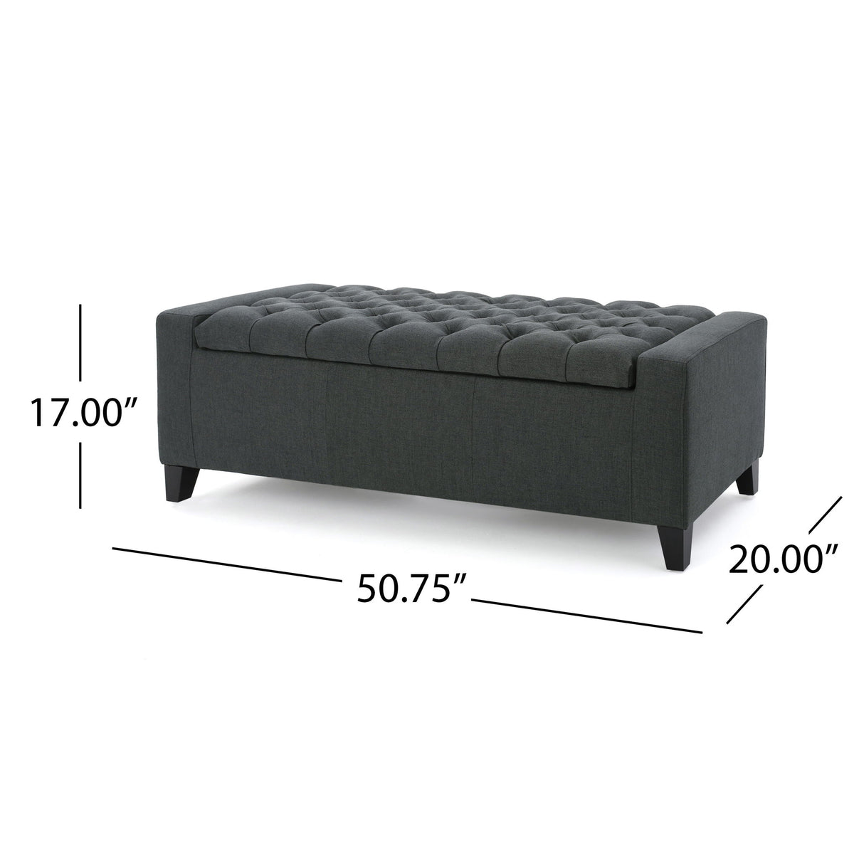 Contemporary Storage Ottoman With Tufted Top - Dark Gray