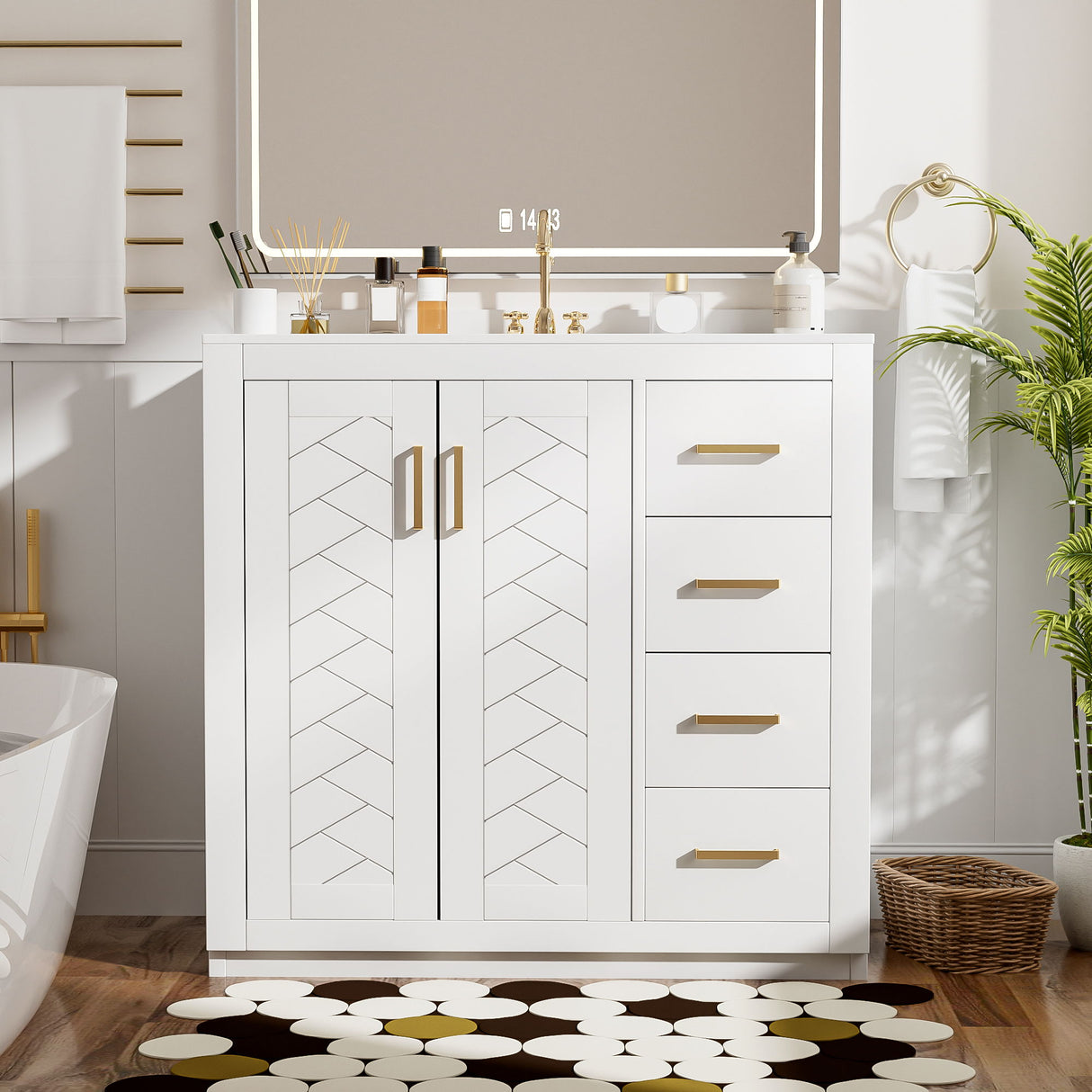 Bathroom Vanity With Sink Combo, Storage Cabinet, Freestanding Set With 3 Drawers & Soft Closing Doors