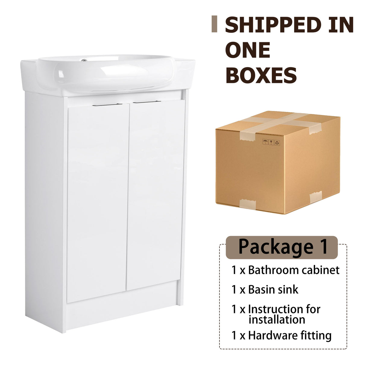Freestanding Bathroom Vanity & Sink, Soft Close Doors