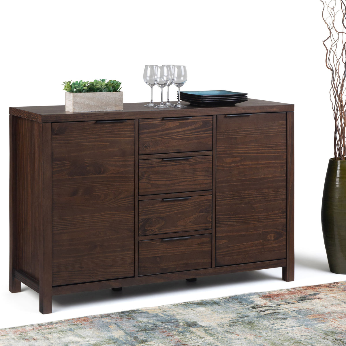 Sideboard Buffet Dining Room Cabinet Solid Wood Storage 54x36in