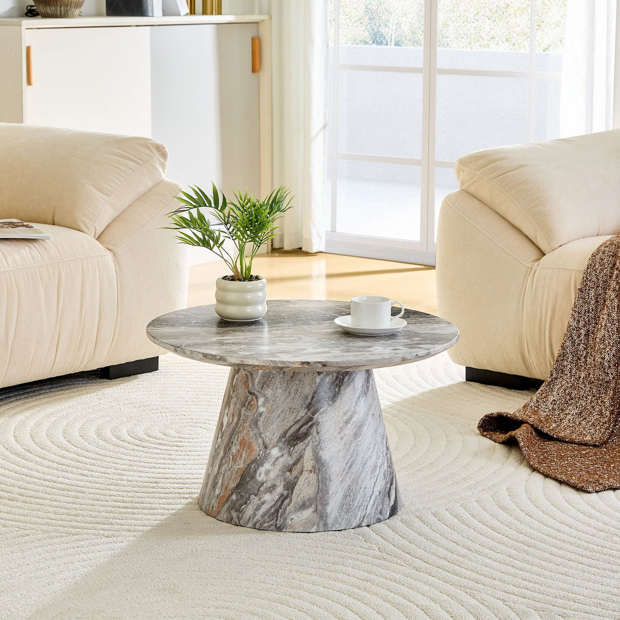 Circular Coffee Table With Adjustable Feet