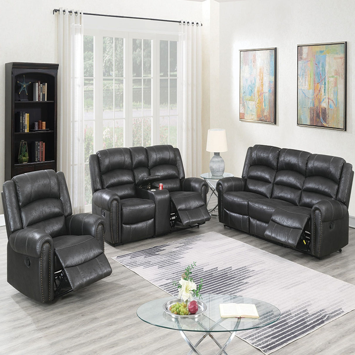 Power Reclining Sofa With Built In USB Port - Black