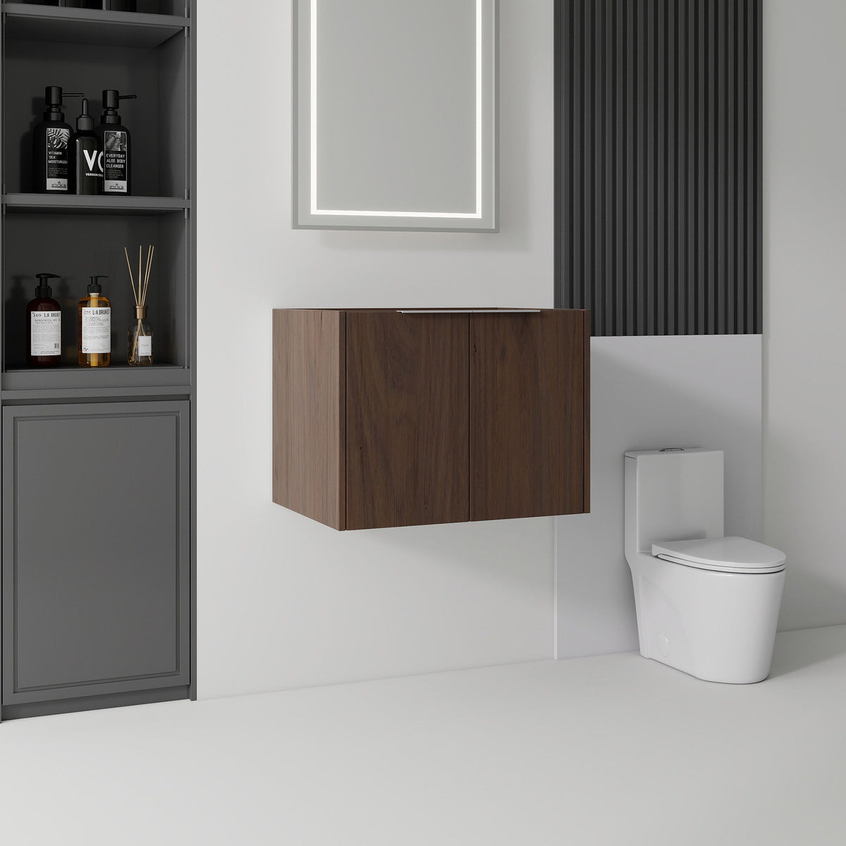 Floating Bathroom Vanity Cabinet With Soft Close Double Doors, Spacious Interior Storage, Wall Mounted, Cabinet Only