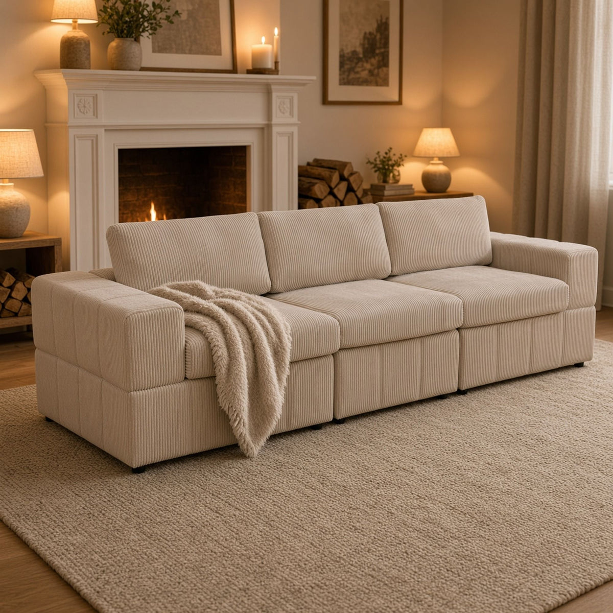 Oversized Modular Sectional Sofa 3 Piece Set, Flexible Layout For Living Room