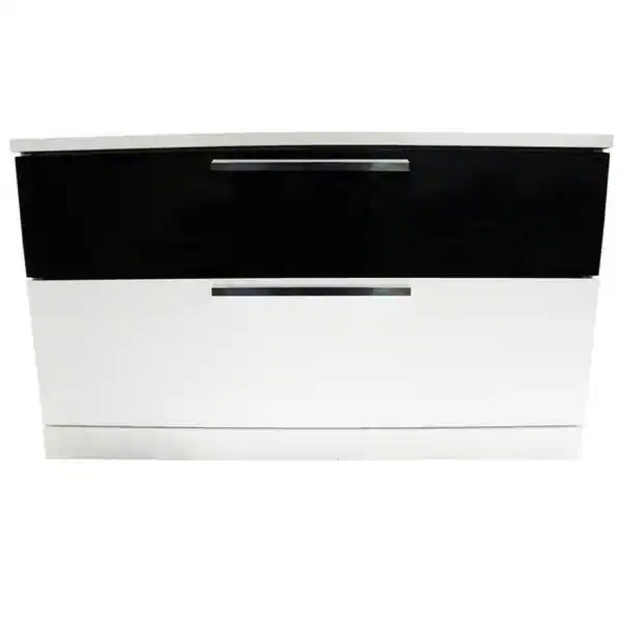 2 Drawer Nightstand, Bedside Table - White / Black