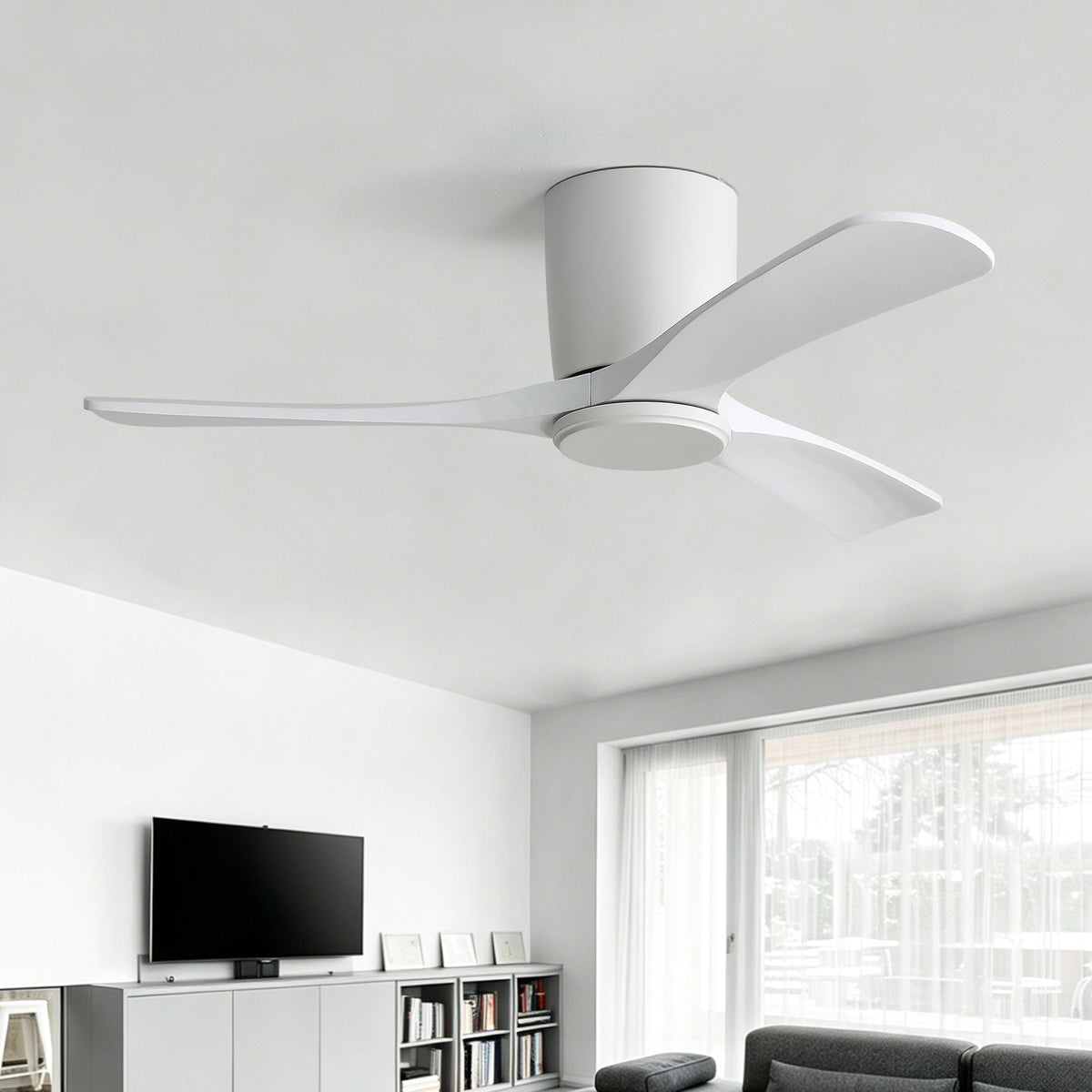 42" Flush Mount Ceiling Fan With 3 Blades, DC Reversible Motor